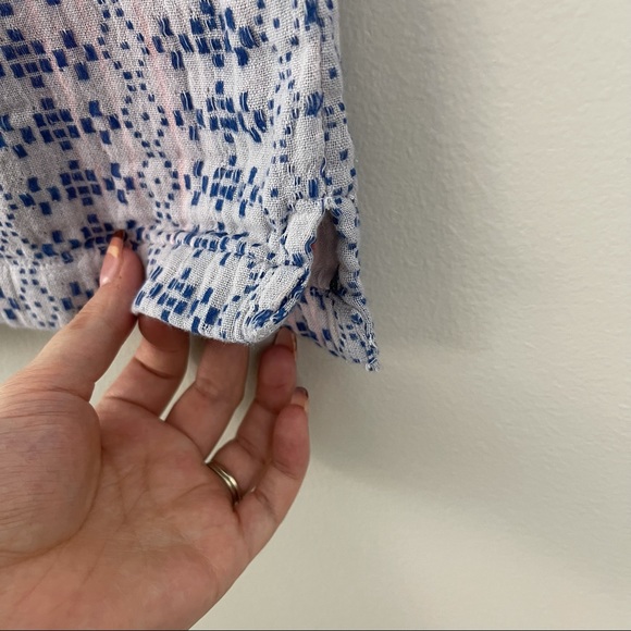 SUNDRY Coral Pink Blue Grey Colorblock Stitch Geo-Stripe Tunic Top NEW - Picture 7 of 11